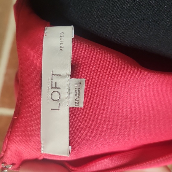 LOFT Pink Pleated Sheath Mini Dress, Size 12P - Picture 6 of 7